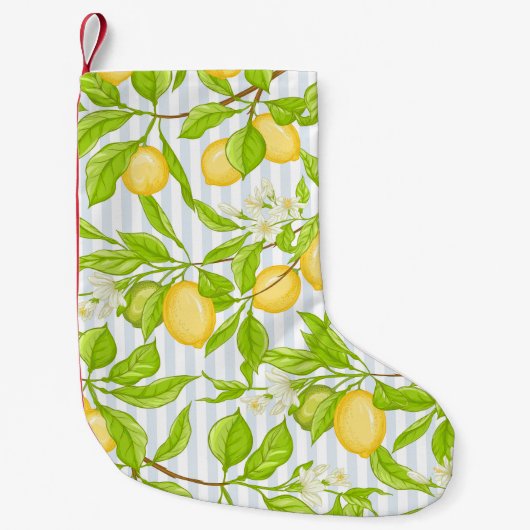 Petite Chaussette De Noël Branche de citronnier : Motif sans fil (Devant)