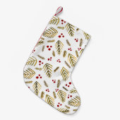 Petite Chaussette De Noël Branches et baies d'arbres de Noël - ambre (Devant (Accrochage))