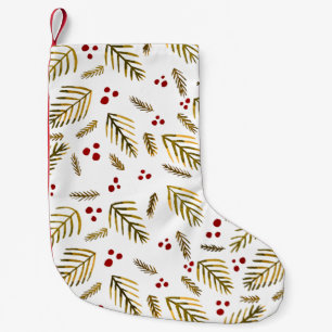 Petite Chaussette De Noël Branches et baies d'arbres de Noël - ambre