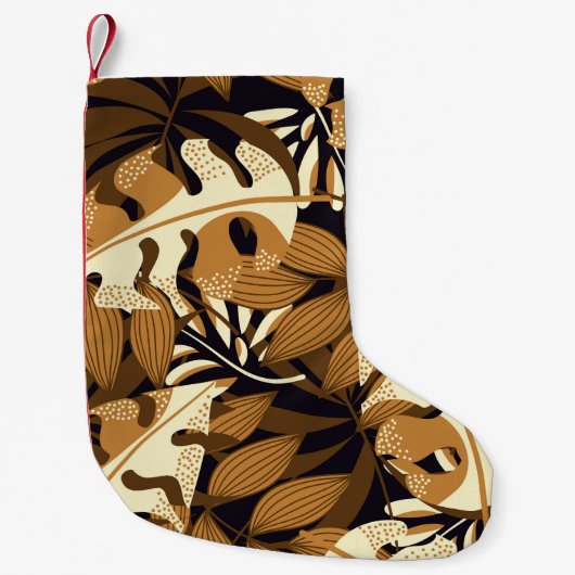 Petite Chaussette De Noël Bright Tropical Feuilles Dark Motif (Devant)