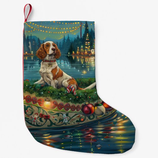 Petite Chaussette De Noël Brittany Spaniel Noël Festive Voyage (Devant)
