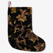 Petite Chaussette De Noël Broderie renaissance dorée patte transparente fleu (Devant)