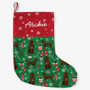 Petite Chaussette De Noël Brown Labradoodle Dog Christmas nom personnalisé