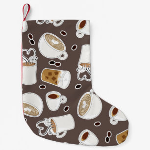 Petite Chaussette De Noël Brun de motif d'amant de café