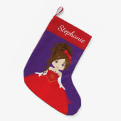 Petite Chaussette De Noël Brunette Princess Christmas Stocker (Devant (Accrochage))