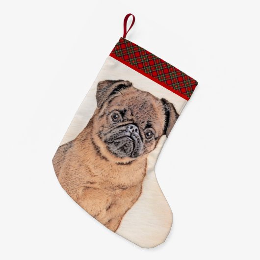 Petite Chaussette De Noël Bruxelles Griffon Smooth Painting Original Chien A (Devant (Accrochage))