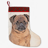 Petite Chaussette De Noël Bruxelles Griffon Smooth Painting Original Chien A (Devant)