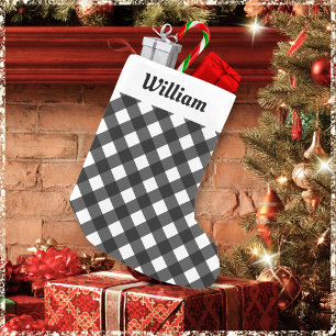 Petite Chaussette De Noël Buffalo personnalisé Plaid Check Motif Rustique