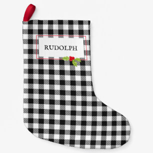 Petite Chaussette De Noël Buffalo Plaid Christmas Holly RUDOLPH Classic
