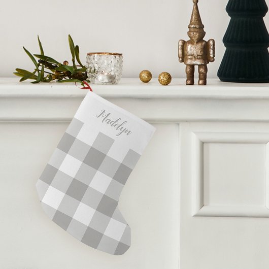 Petite Chaussette De Noël Buffle gris et blanc Plaid personnalisé