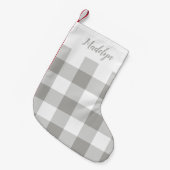 Petite Chaussette De Noël Buffle gris et blanc Plaid personnalisé (Devant (Accrochage))