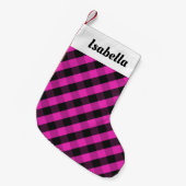 Petite Chaussette De Noël Buffle rose personnalisé Plaid Check Rustique (Devant (Accrochage))