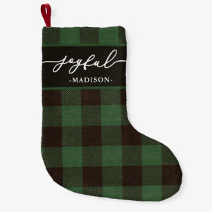 Petite Chaussette De Noël Buffle vert Plaid avec Joyeux Script Noël