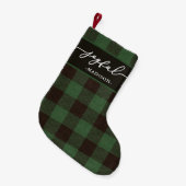 Petite Chaussette De Noël Buffle vert Plaid avec Joyeux Script Noël (Devant (Accrochage))