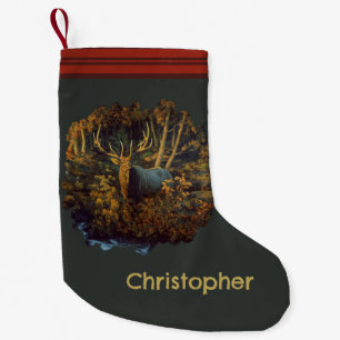 Petite Chaussette De Noël Bull Elk dans la forêt d'automne