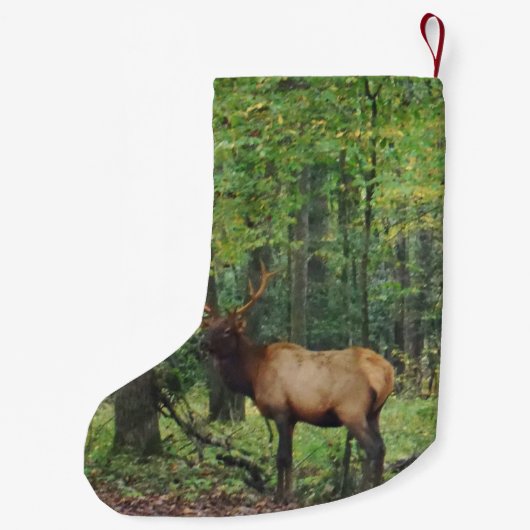 Petite Chaussette De Noël Bull Male Elk à autumn field (Dos)