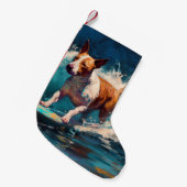 Petite Chaussette De Noël Bull Terrier Plage Surf Peinture (Devant (Accrochage))