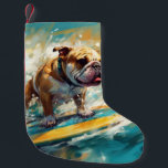 Petite Chaussette De Noël Bulldog Beach Surf Peinture<br><div class="desc">Plongez dans le monde ludique de l'aventure canine avec cette peinture captivante. Un chien en ébullition se rend aux vagues, chevauchant habilement le surf sur une plage baisée par le soleil. L'oeuvre d'art vibrante capte magnifiquement l'essence de l'excitation au bord de la plage tandis que le chien court sans crainte...</div>