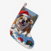 Petite Chaussette De Noël Bulldog Noël Festival scène de neige (Devant (Accrochage))