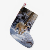 Petite Chaussette De Noël Bulldog Qu'Il Neige Noël Brossé (Devant (Accrochage))