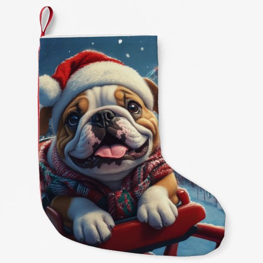 Petite Chaussette De Noël Bulldog Roller Dessous de verre Noël (Devant)
