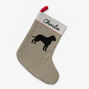 Petite Chaussette De Noël Bullmastiff Chien Silhouette Faux Linen Holiday