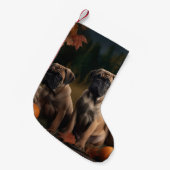 Petite Chaussette De Noël Bullmastiff Chiot Automne Citrouille de plaisir (Devant (Accrochage))