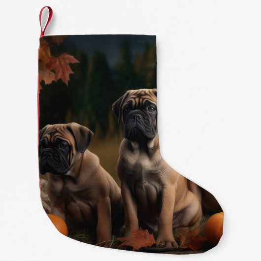 Petite Chaussette De Noël Bullmastiff Chiot Automne Citrouille de plaisir (Devant)