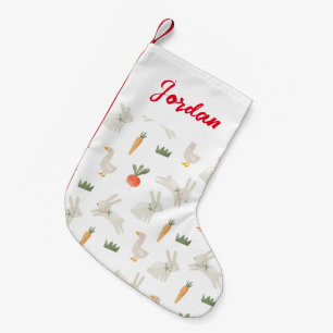Petite Chaussette De Noël Bunnies & Canards sur le Motif de ferme