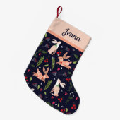 Petite Chaussette De Noël Bunnies d'art populaire scandinave personnalisés (Devant (Accrochage))