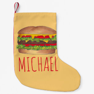 Petite Chaussette De Noël Burger de fromage personnalisé Hamburger Cheesebur