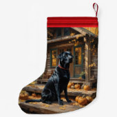 Petite Chaussette De Noël Cabine du journal de l'extracteur Black Labrador A (Dos)