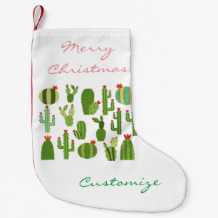 Petite Chaussette De Noël Cactus à fleurs rouges agrafés Plantes Thunder_C
