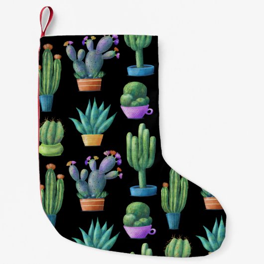 Petite Chaussette De Noël Cactus Colorés : Whimsical Seamless Design. (Devant)