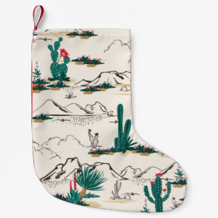 Petite Chaussette De Noël Cactus Succulents : Flore Vintage du désert.