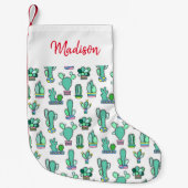 Petite Chaussette De Noël Cactus vert en bon état et motif succulent de (Devant)