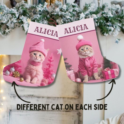 Petite Chaussette De Noël cadeau de Noël rose Cute Chat cintre