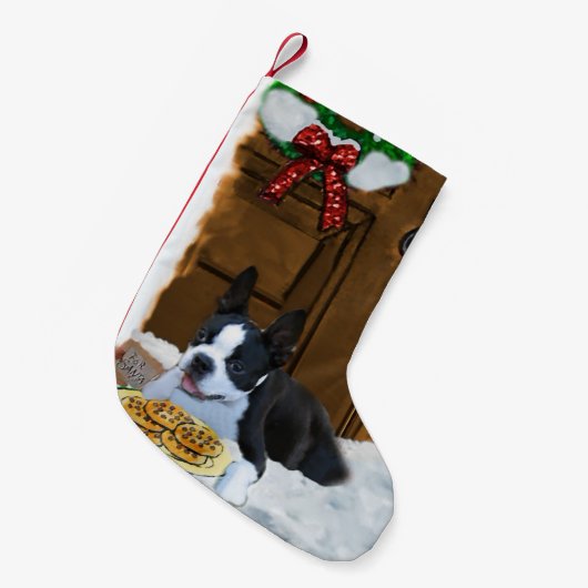 Petite Chaussette De Noël Cadeaux de Noël Boston Terrier (Devant (Accrochage))
