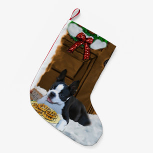 Petite Chaussette De Noël Cadeaux de Noël de Boston Terrier