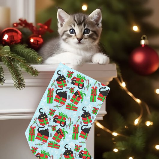 Petite Chaussette De Noël Cadeaux de Noël de chat noir