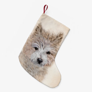 Petite Chaussette De Noël Cairn Terrier Peinture Chiot - Art Chien original