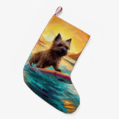 Petite Chaussette De Noël Cairn Terrier Plage Surf Peinture (Devant (Accrochage))
