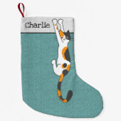 Petite Chaussette De Noël Calico Cat Accroché | Funny Fêtes de Chat (Devant)