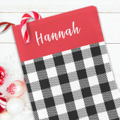 Petite Chaussette De Noël Calligraphie rustique mignonne Simple rouge Buffal