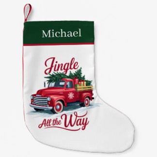 Petite Chaussette De Noël Camion de Noël festif ajouter un nom