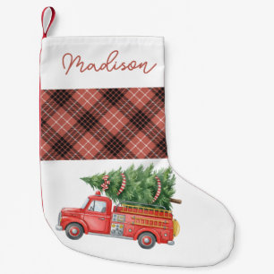 Petite Chaussette De Noël Camion de pompiers de Noël moderne personnalisé