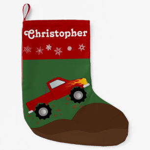 Petite Chaussette De Noël Camion Monstre Rouge Personnalisé
