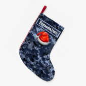 Petite Chaussette De Noël Camo bleu des États-Unis Noël Stocking avec Santa  (Devant (Accrochage))