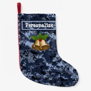 Petite Chaussette De Noël Camo bleu militaire américain Noël Stocking avec c
