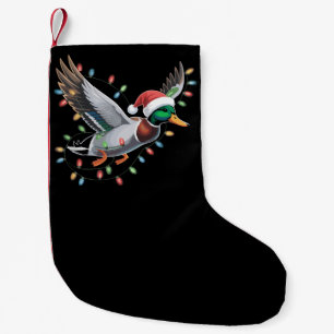 Petite Chaussette De Noël Canard de Noël volant avec des lumières de chasse
